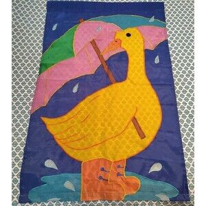 Spring Rain Duck Rain Boots Garden House Banner Flag  27.5" x 43" Umbrella